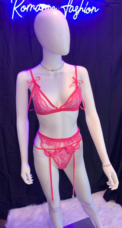 3 piece lace heart lingerie