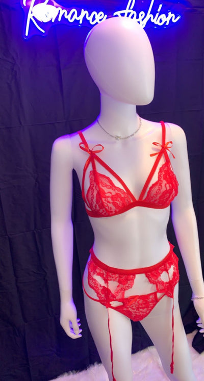 3 piece lace heart lingerie