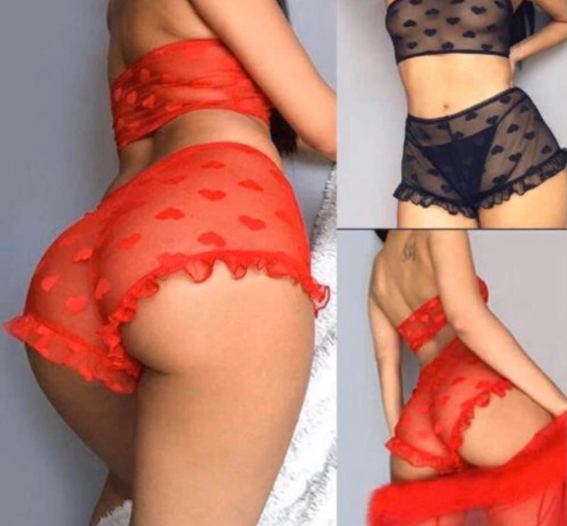 2 piece lace heart lingerie